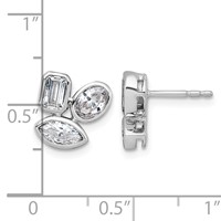 14K White Gold 2 Carat Lab Grown Diamond VS+ F+ Complete Emerald Oval and Marquise Three Stone Post Earrings view 4