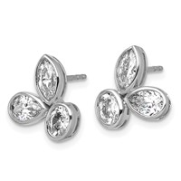 14K White Gold 2 Carat Lab Grown Diamond VS+ F+ Complete Oval Pear and Marquise Three Stone Post Earrings view 2