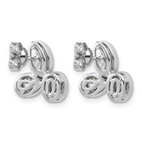 14K White Gold 2 Carat Lab Grown Diamond VS+ F+ Complete Oval Pear and Marquise Three Stone Post Earrings view 3