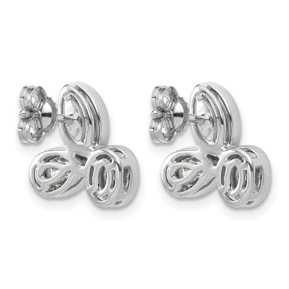 14k White Gold 2 carat Lab Grown Diamond VS+ F+ Complete Oval Pear and Marquise Three Stone Post Earrings