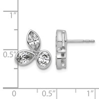 14K White Gold 2 Carat Lab Grown Diamond VS+ F+ Complete Oval Pear and Marquise Three Stone Post Earrings view 4