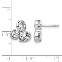 14K White Gold 2 Carat Lab Grown Diamond VS+ F+ Complete Oval Pear and Cushion Three Stone Post Earrings view 4