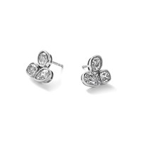 14K White Gold 2 Carat Lab Grown Diamond VS+ F+ Complete Oval Pear and Cushion Three Stone Post Earrings view 3