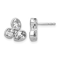 14K White Gold 2 Carat Lab Grown Diamond VS+ F+ Complete Oval Pear and Cushion Three Stone Post Earrings view 1