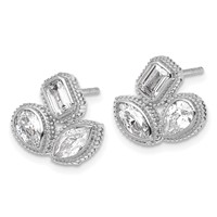 14K White Gold 2 Carat Lab Grown Diamond VS+ F+ Complete Emerald Pear and Marquise Three Stone Post Earrings view 2