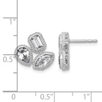 14K White Gold 2 Carat Lab Grown Diamond VS+ F+ Complete Emerald Pear and Marquise Three Stone Post Earrings view 4