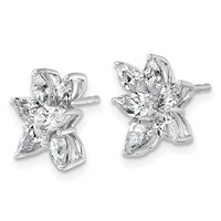 14K White Gold 1.50 Carat Lab Grown Diamond VS+ F+ Complete Pear and Marquise Cluster Post Earrings view 2