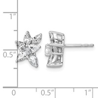 14K White Gold 1.50 Carat Lab Grown Diamond VS+ F+ Complete Pear and Marquise Cluster Post Earrings view 4