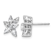 14K White Gold 1.50 Carat Lab Grown Diamond VS+ F+ Complete Pear and Marquise Cluster Post Earrings view 1