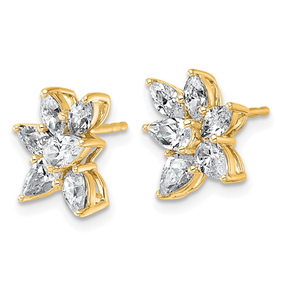 Gold Diamond 6 Stone Earrings