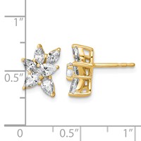 14K Yellow Gold 1.50 Carat Lab Grown Diamond VS+ F+ Complete Pear and Marquise Cluster Post Earrings view 3