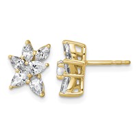 14K Yellow Gold 1.50 Carat Lab Grown Diamond VS+ F+ Complete Pear and Marquise Cluster Post Earrings view 1