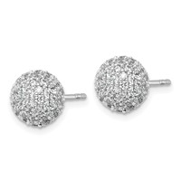 14K White Gold 2.75 Carat Lab Grown Diamond VS+ F+ Pave Ball Complete Stud Post Earrings view 2