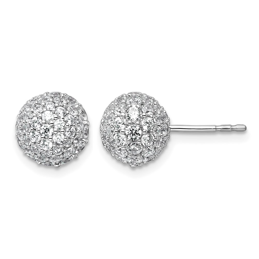 14K White Gold 2.75 Carat Lab Grown Diamond VS+ F+ Pave Ball Complete Stud Post Earrings