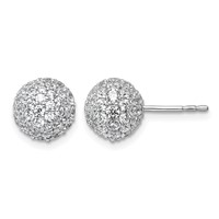 14K White Gold 2.75 Carat Lab Grown Diamond VS+ F+ Pave Ball Complete Stud Post Earrings view 1