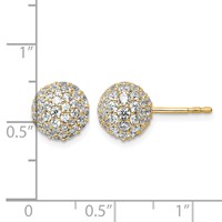 14K Yellow Gold 2.75 Carat Lab Grown Diamond VS+ F+ Pave Ball Complete Stud Post Earrings view 3