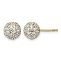 14K Yellow Gold 2.75 Carat Lab Grown Diamond VS+ F+ Pave Ball Complete Stud Post Earrings view 1
