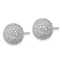 14K White Gold 4.20 Carat Lab Grown Diamond VS+ F+ Pave Ball Complete Stud Post Earrings view 2