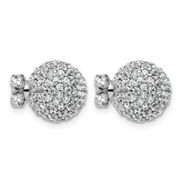 14K White Gold 4.20 Carat Lab Grown Diamond VS+ F+ Pave Ball Complete Stud Post Earrings view 3