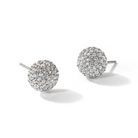 14K White Gold 4.20 Carat Lab Grown Diamond VS+ F+ Pave Ball Complete Stud Post Earrings view 4