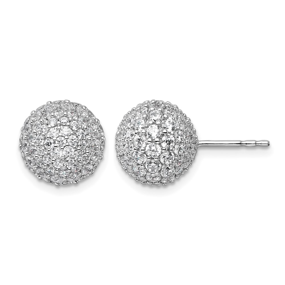14K White Gold 4.20 Carat Lab Grown Diamond VS+ F+ Pave Ball Complete Stud Post Earrings