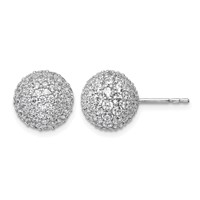 14K White Gold 4.20 Carat Lab Grown Diamond VS+ F+ Pave Ball Complete Stud Post Earrings view 1