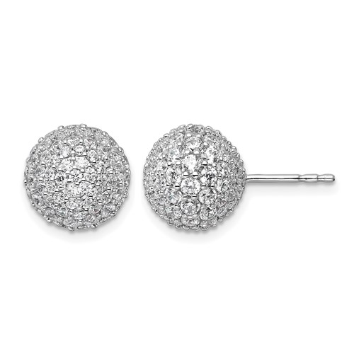 14K White Gold 4.20 Carat Lab Grown Diamond VS+ F+ Pave Ball Complete Stud Post Earrings