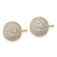14K Yellow Gold 4.20 Carat Lab Grown Diamond VS+ F+ Pave Ball Complete Stud Post Earrings view 2