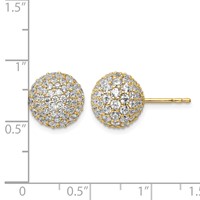 14K Yellow Gold 4.20 Carat Lab Grown Diamond VS+ F+ Pave Ball Complete Stud Post Earrings view 3