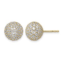 14K Yellow Gold 4.20 Carat Lab Grown Diamond VS+ F+ Pave Ball Complete Stud Post Earrings view 1
