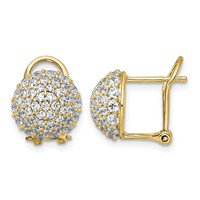 14K Yellow Gold 1.62 Carat Lab Grown Diamond VS+ F+ Pave Ball Complete Leverback Post Earrings view 1