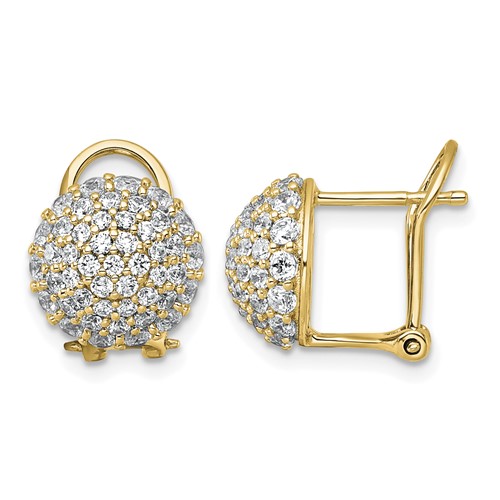 14K Yellow Gold 1.62 Carat Lab Grown Diamond VS+ F+ Pave Ball Complete Leverback Post Earrings