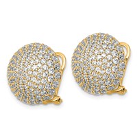 14K Yellow Gold 4 Carat Lab Grown Diamond VS+ F+ Pave Ball Complete Leverback Post Earrings view 2