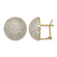 14K Yellow Gold 4 Carat Lab Grown Diamond VS+ F+ Pave Ball Complete Leverback Post Earrings view 1
