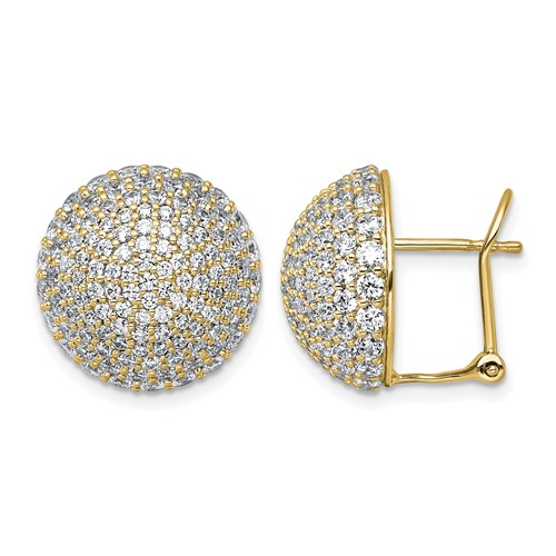 14K Yellow Gold 4 Carat Lab Grown Diamond VS+ F+ Pave Ball Complete Leverback Post Earrings