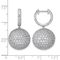 14K White Gold 9.50 Carat Lab Grown Diamond VS+ F+ Pave Ball Complete Dangle Hoop Earrings view 5