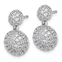 14K White Gold 2.12 Carat Lab Grown Diamond VS+ F+ Pave Ball Complete Dangle Post Earrings view 2