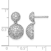 14K White Gold 2.12 Carat Lab Grown Diamond VS+ F+ Pave Ball Complete Dangle Post Earrings view 4