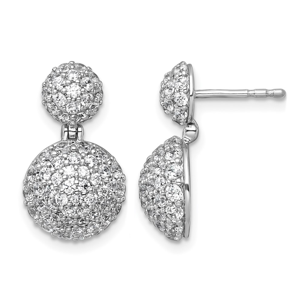 14K White Gold 2.12 Carat Lab Grown Diamond VS+ F+ Pave Ball Complete Dangle Post Earrings