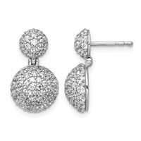 14K White Gold 2.12 Carat Lab Grown Diamond VS+ F+ Pave Ball Complete Dangle Post Earrings view 1
