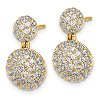 14K Yellow Gold 2.12 Carat Lab Grown Diamond VS+ F+ Pave Ball Complete Dangle Post Earrings view 2