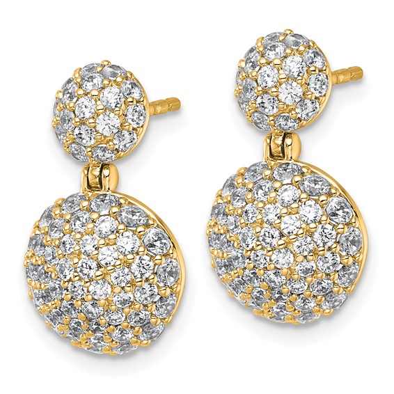 Gold Diamond Pave Dangle Post Earrings