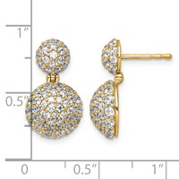 14K Yellow Gold 2.12 Carat Lab Grown Diamond VS+ F+ Pave Ball Complete Dangle Post Earrings view 3