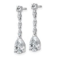 14K White Gold 2.50 Carat Lab Grown Diamond VS+ F+ Complete Fashion Dangle Post Earrings view 2