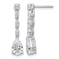 14K White Gold 2.50ct Cert Lab Grown Dia VS+ F+ Comp. Dangle Post Earrings view 1
