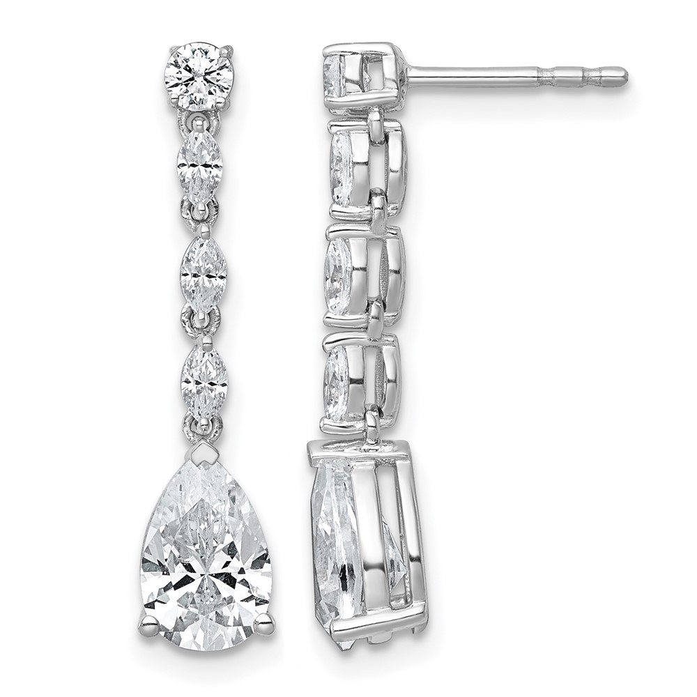 14K White Gold 2.50 Carat Lab Grown Diamond VS+ F+ Complete Fashion Dangle Post Earrings