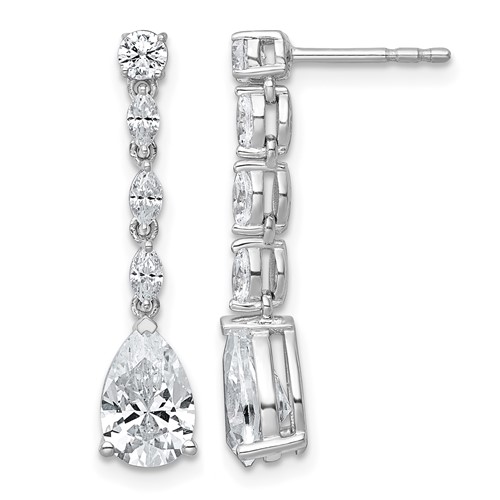14K White Gold 2.50 Carat Lab Grown Diamond VS+ F+ Complete Fashion Dangle Post Earrings