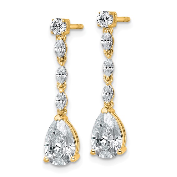 Gold Diamond Dangle Post Earrings