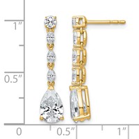 14K Yellow Gold 2.50ct Cert Lab Grown Dia VS+ F+ Comp. Dangle Post Earrings view 2