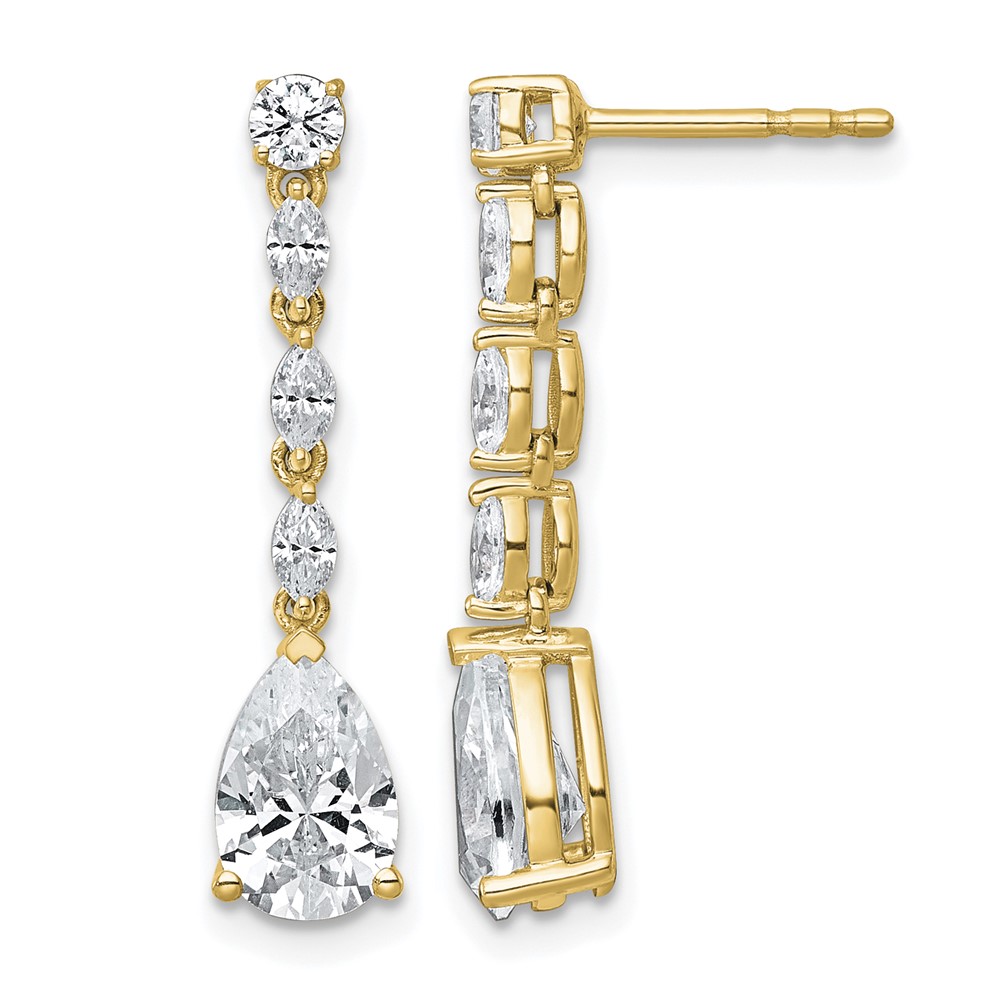 14K Yellow Gold 2.50ct Cert Lab Grown Dia VS+ F+ Comp. Dangle Post Earrings